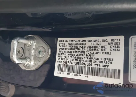 2011 Honda Cr-V Ex from USA, damaged, VIN 5J6RE4H50BL097504